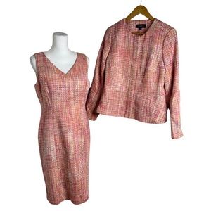 Talbots Pink Tweed Shift Dress and Matching Blazer Set